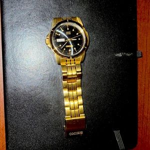 10K Gold Plated Plain Jane Seiko Watch w/Black Face